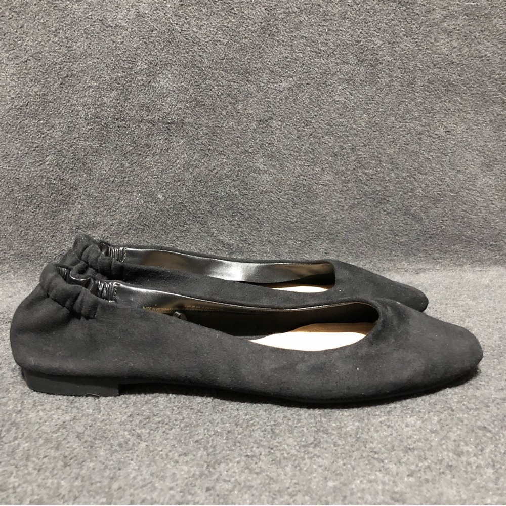 H&M Shoes Women’s Size 7 Black Faux Suede Ballet Flats Elastic Back